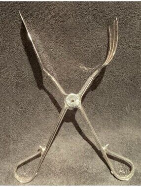 Vintage Mid-Century Modern Italian E.P. Zinc Silver Plated Salad 10”L Tongs